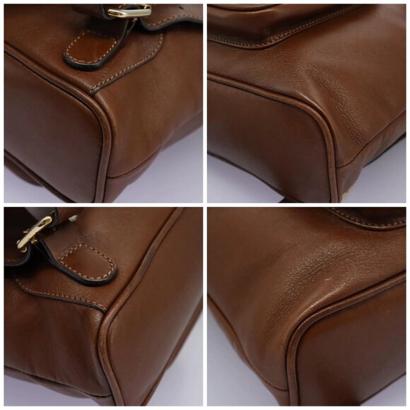 GUCCI Bamboo Backpack Leather Brown Gold Auth bs23503 - Picture 15 of 16